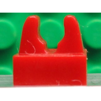 red tile modified 1 x 1 with clip with center cut