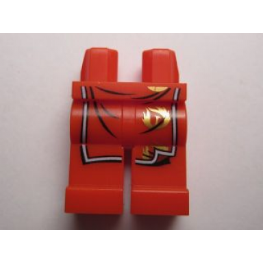 red hips and legs with ninja robes and gold fireball pattern
