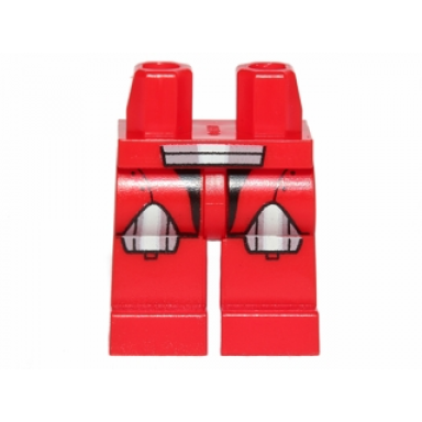 red hips and legs with galaxy squad armor with light bluish gray and white pentagonal knee pads and short belt pattern