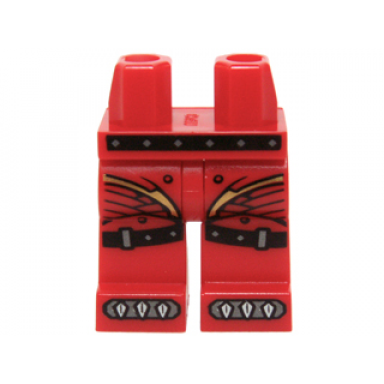 red hips and legs with belt armor with scales black straps and silver claws pattern