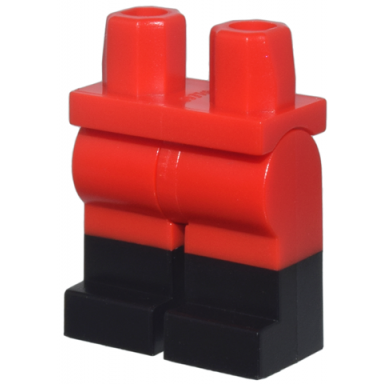 red hips and legs with molded black lower legs boots pattern