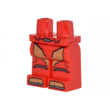 red hips and legs with iron man gold armor plates silver knee plates and gold boot tips pattern