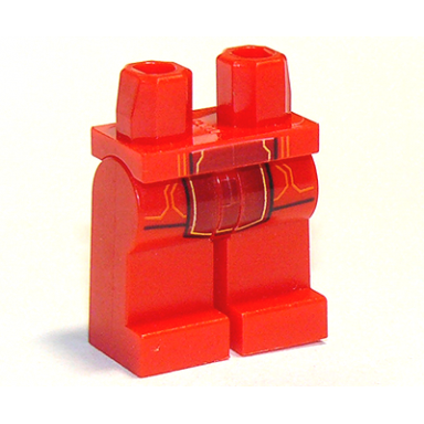 red hips and legs with orange yellow circuitry dark red center panel pattern