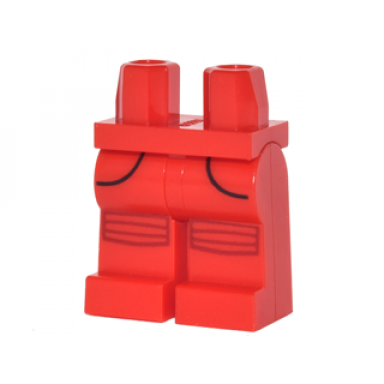 red hips and legs with black pockets and gray knee pads pattern