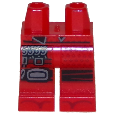 red hips and legs with black belt chain mail and knee pad right knee wrap left and sandals pattern
