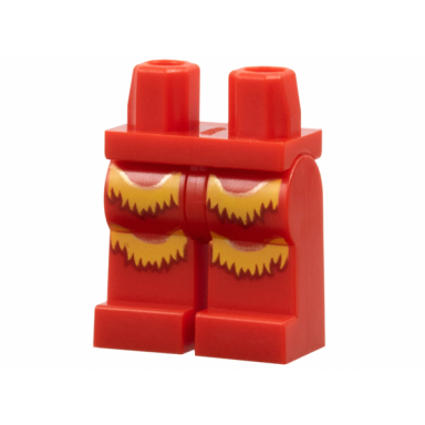 red hips and legs with bright light orange and dark red fringe pattern