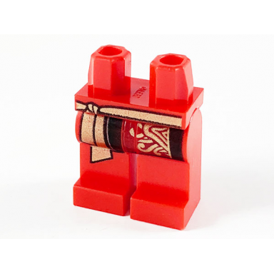 red hips and legs with gold tied sash dark red robe end with gold decoration pattern