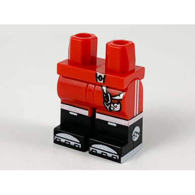 red hips and legs with black boots silver key white cloud white stripes and clouds on sides pattern