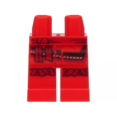 red hips and legs with black and gold tunic hem and dark red sash and knee wrappings pattern