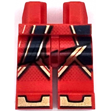 red hips and legs with dark blue and gold stripes dark red dots shoe tips pattern