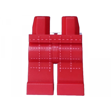 red hips and legs with white stitching in grid pattern