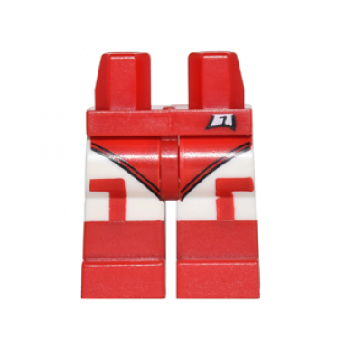 red hips and white legs with leotard white tights with red corners and red boots pattern