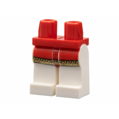 red hips and white legs with red surcoat with gold border pattern