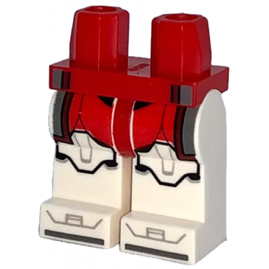 red hips and white legs with sw clone trooper commander fox armor red and black markings and dark bluish gray kama pattern