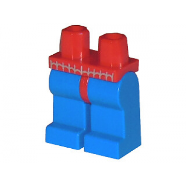 red hips and blue legs with spider-man silver webbing pattern
