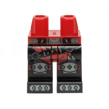 red hips and black legs with red loincloth black belt silver knee pads and claws pattern