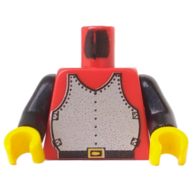 red torso castle silver breastplate armor black belt with yellow buckle pattern black arms yellow hands