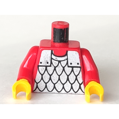 red torso castle silver scale mail armor pattern red arms yellow hands