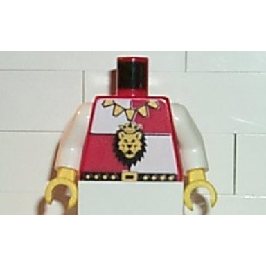 red torso castle royal knights lion head and necklace pattern white arms yellow hands