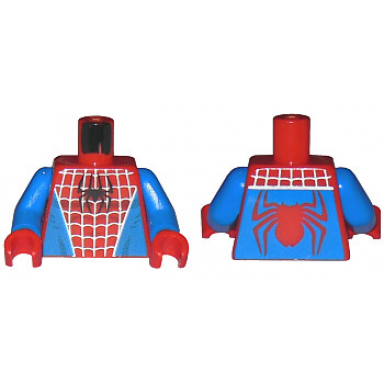 red torso spider-man costume 1 blue pattern blue arms red hands