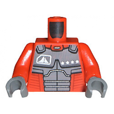 red torso exo-force dark gray body armor with four stars pattern red arms dark bluish gray hands