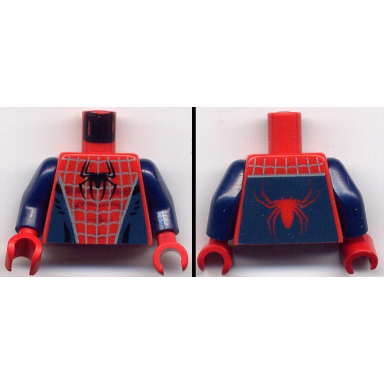 red torso spider-man costume 3 dark blue pattern dark blue arms red hands