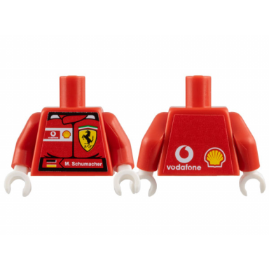 red torso racers ferrari front vodafone back stickers with m schumacher name pattern red arms white hands