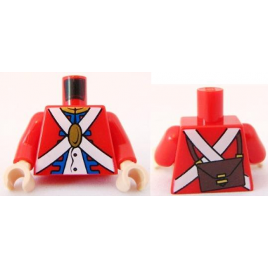 red torso imperial soldier uniform jacket with blue and gold trim over white shirt with buttons crossbelts with oval clasp dark brown ammo pouch on back pattern redcoat red arms light nougat hands