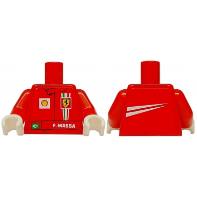 red torso racers ferrari front white streak back stickers with f massa name pattern red arms white hands