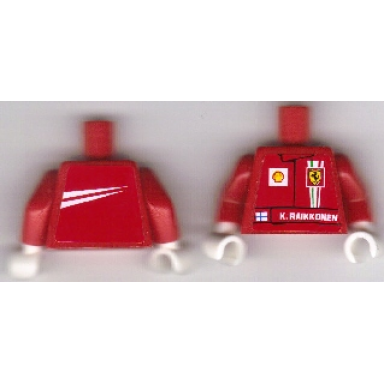 red torso racers ferrari front white streak back stickers with k raikkonen name pattern red arms white hands