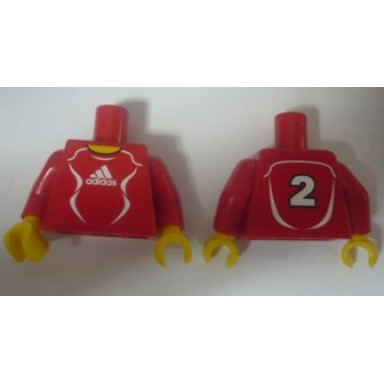 red torso soccer adidas logo red and white no 2 pattern stickers red arms yellow hands
