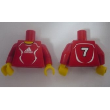 red torso soccer adidas logo red and white no 7 pattern stickers red arms yellow hands