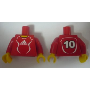 red torso soccer adidas logo red and white no 10 pattern stickers red arms yellow hands