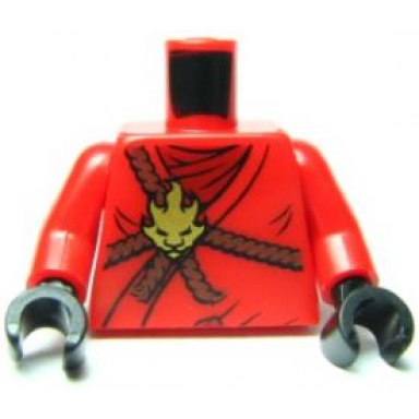 red torso ninjago brown rope gold medallion and dark red undershirt pattern red arms black hands