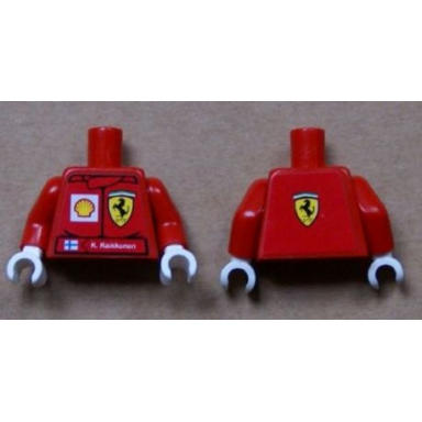 red torso racers ferrari shell front ferrari logo back stickers with k raikkonen name pattern red arms white hands