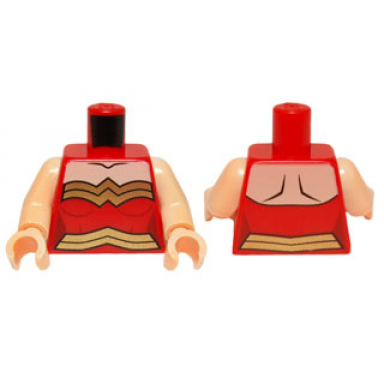 red torso female outline and gold trim and belt low cut pattern wonder woman light nougat arms light nougat hands