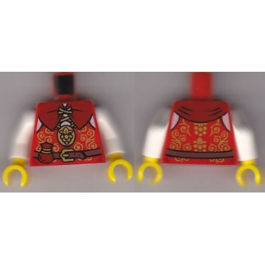 red torso castle kingdoms gold trimmed vest with purse and belt pattern white arms yellow hands