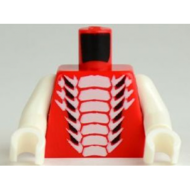 red torso ninjago snake with white and small black scales pattern white arms white hands