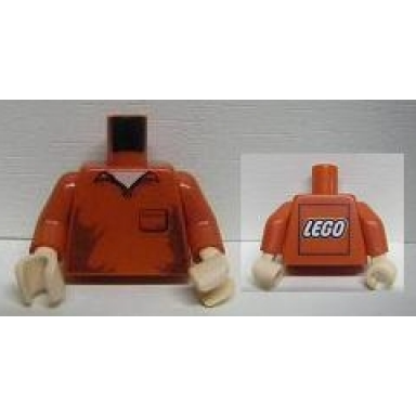 red torso shirt with open collar and pocket pattern - lego logo on back red arms light nougat hands