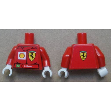 red torso racers ferrari front ferrari logo back stickers with f massa name pattern red arms white hands