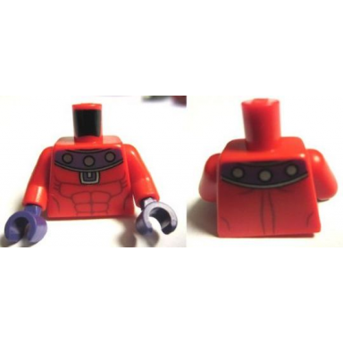red torso muscles outline with dark purple and silver collar pattern red arms dark purple hands