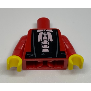 red torso robe with white shirt and black belt pattern red arms yellow hands