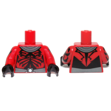 red torso sw darth maul chest with gray and silver collar and belt pattern printed red arms black hands