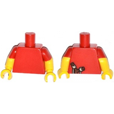 red torso simpsons plain with slingshot pattern yellow arms with molded red short sleeves pattern yellow hands