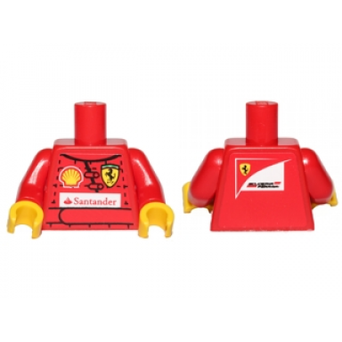 red torso racing suit with ferrari shell and santander logos on front scuderia ferrari logo on back pattern stickers red arms yellow hands