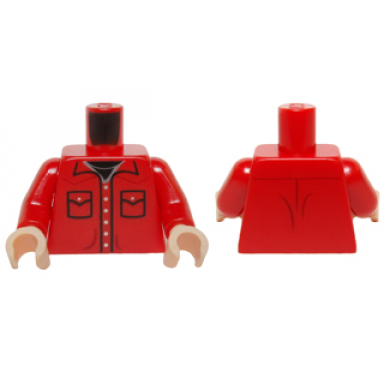 red torso shirt button down with pockets and silver buttons and black undershirt pattern red arms light nougat hands