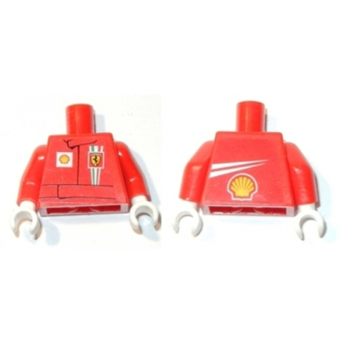 red torso racers ferrari front white streak and shell logo back stickers without driver name pattern red arms white hands