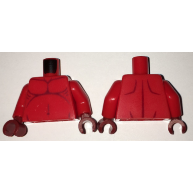 red torso nexo knights fat stomach with dark red contour lines pattern red arms dark red hands