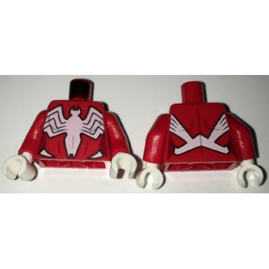 red torso spider-girl white spider wraparound pattern red arms white hands
