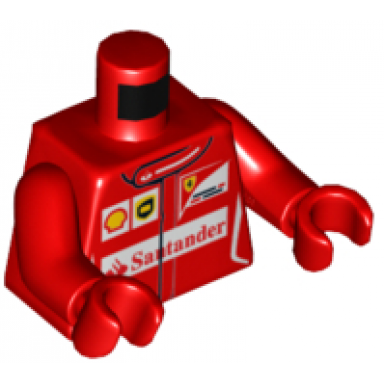 red torso speed champions with shell ups ferrari and red santander logo front ferrari logo back pattern red arms red hands